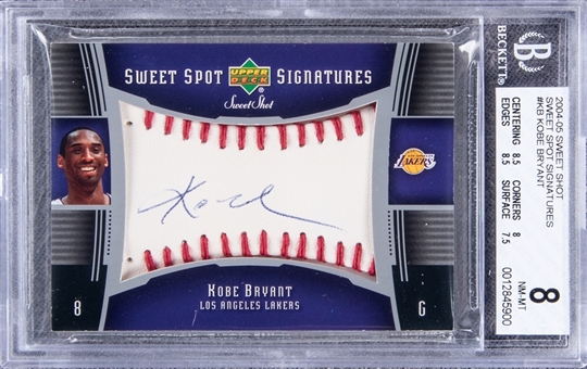 2004 Upper Deck Sweet Spot Signatures #SSS-KB Kobe Bryant Signed Card - BGS NM-MT 8/BGS 10